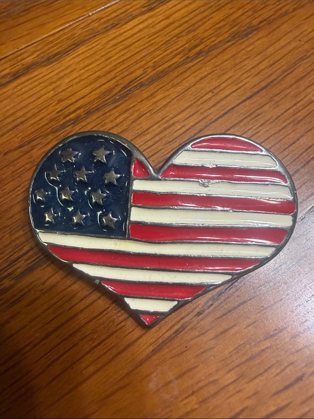 American Flag Heart Pin - Red, White & Blue